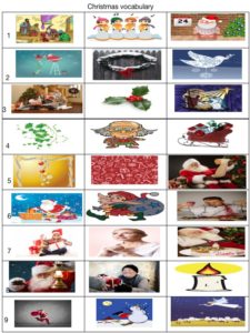Christmas vocabulary and picture matching dictation or game