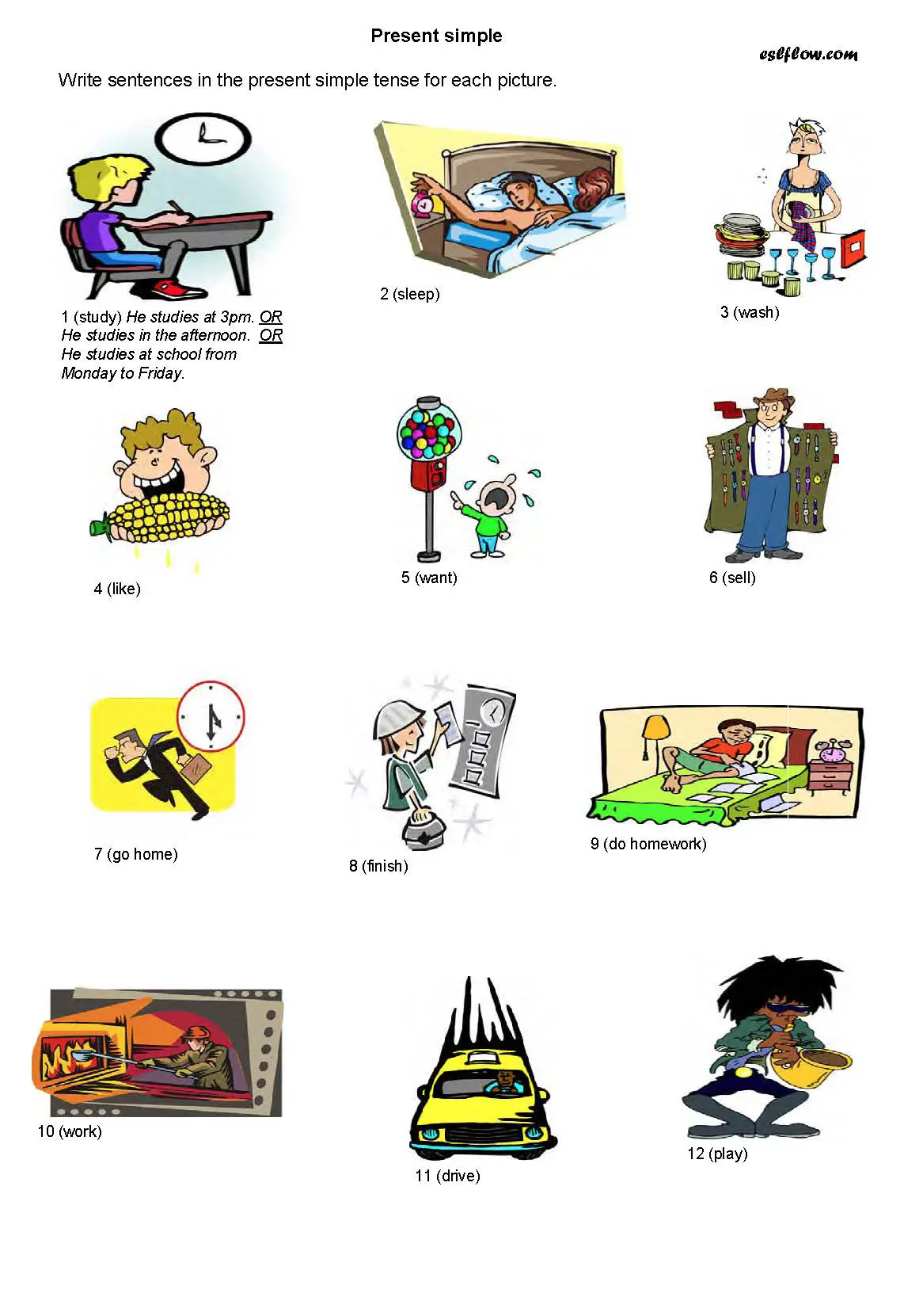 worksheets for practicing the present simple tense