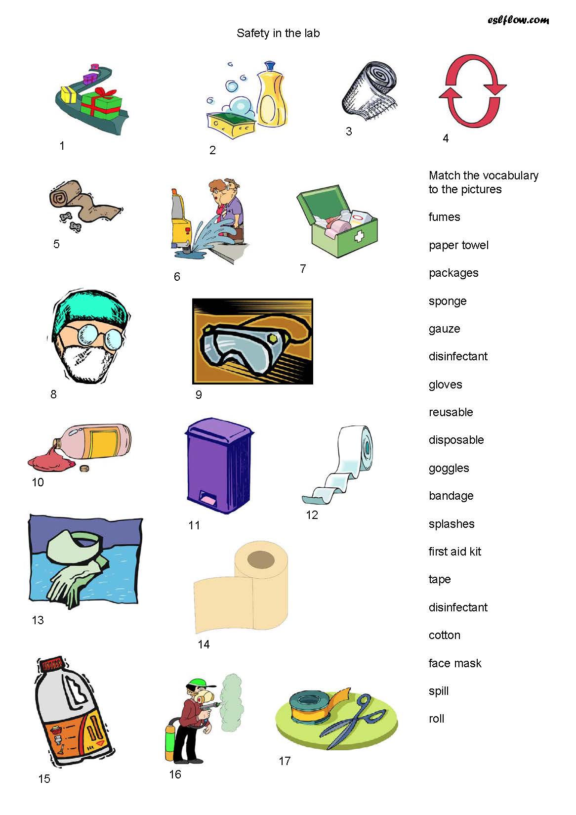  Safety  equipment  vocabulary worksheet Eslflow