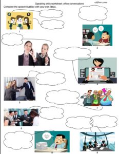 office conversations speech bubbles worksheet