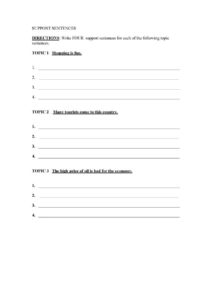 Support sentence writing worksheet and exercise for academic writing beginners.