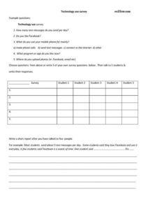 Classroom technology use survey and writing exercise template for students