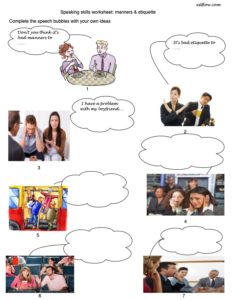 Manners and etiquette speaking skills exercise