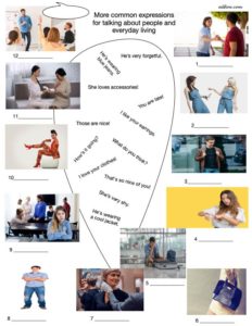 Vocabulary and picture matching exercise for t describing people in everyday situations.