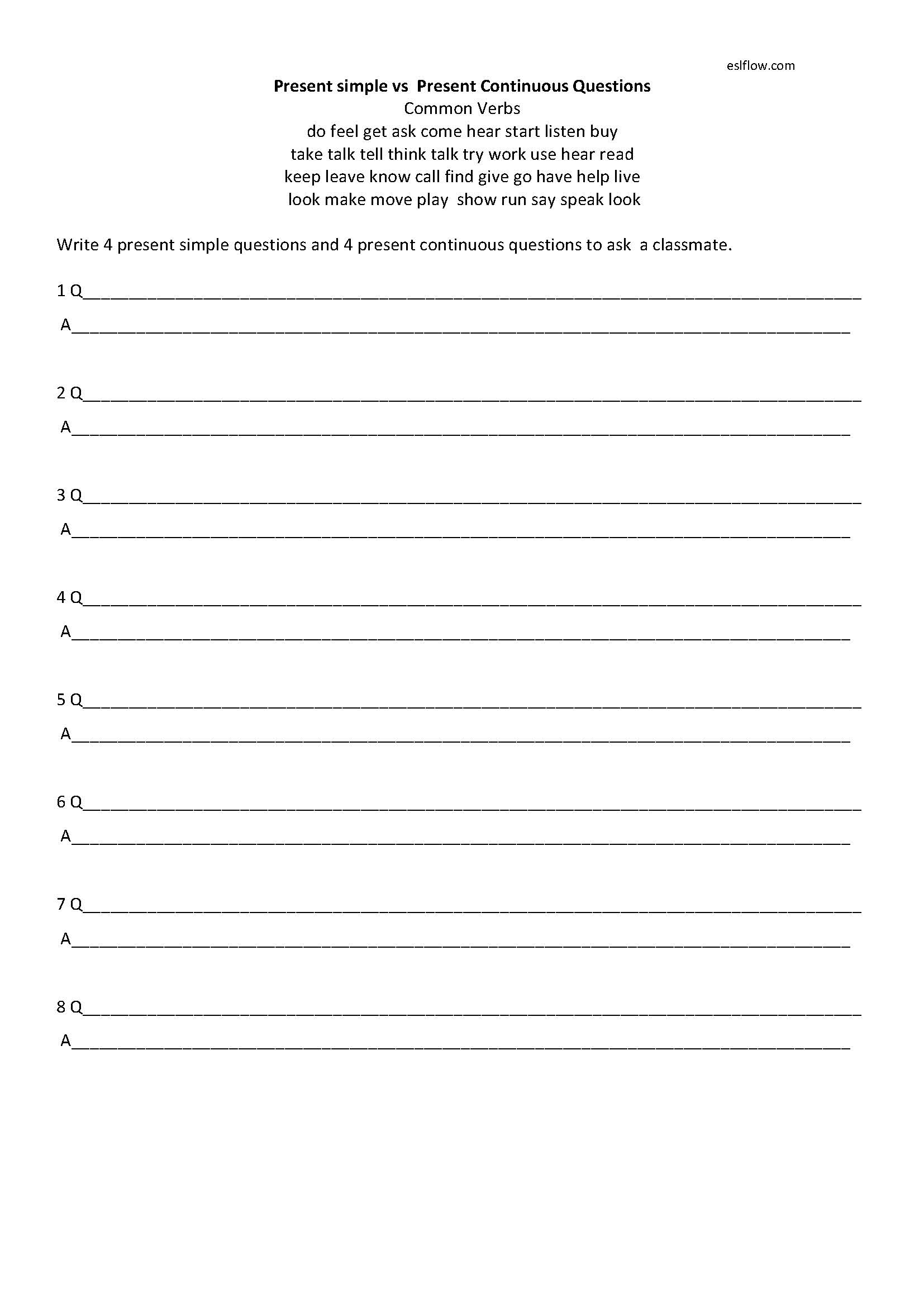 7 Picture-Based Present Continuous Worksheets for Language Students.