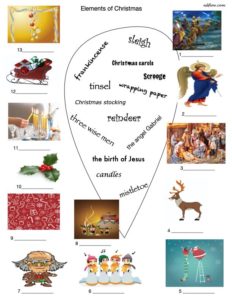 Christmas vocabulary exercise with pictures