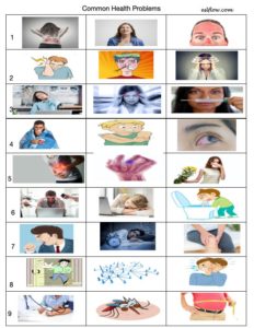 Common health problems vocabulary worksheet