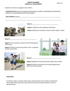 Uniforms or casual clothes paragraph writing exercise