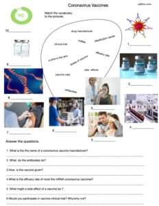 Coronavirus vaccine worksheet for students